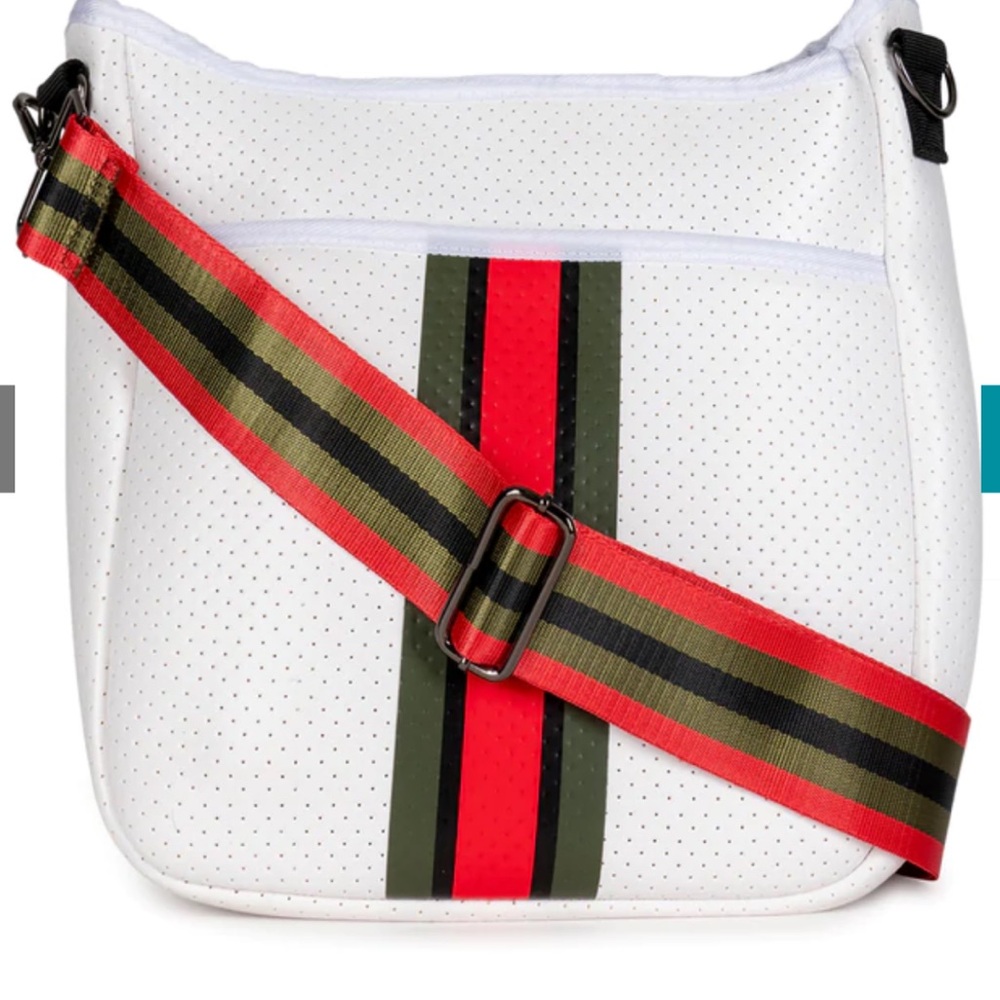 Haunted Shore New White Crossbody Bag with Striped Strap - Picture 2 of 9